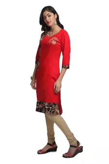 Multicolor Hand Woven Cotton Stitched Kurti