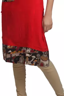 Multicolor Hand Woven Cotton Stitched Kurti
