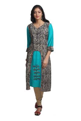 Multicolor Hand Woven Cotton Silk Stitched Kurti 1
