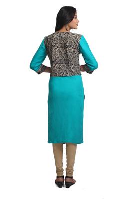 Multicolor Hand Woven Cotton Silk Stitched Kurti 3