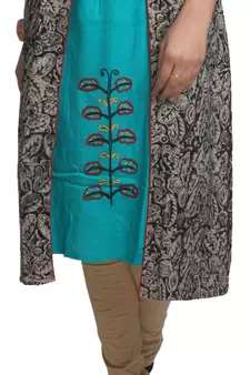 Multicolor Hand Woven Cotton Silk Stitched Kurti