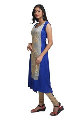 Multicolor Hand Woven Silk Stitched Kurti 4
