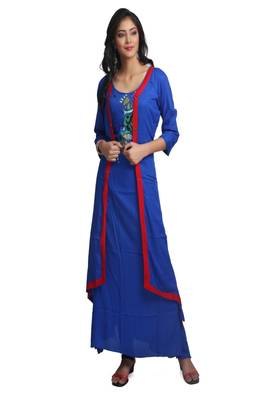 Multicolor Hand Woven Rayon Stitched Kurti 1