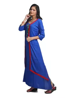 Multicolor Hand Woven Rayon Stitched Kurti