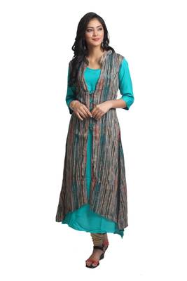 Multicolor hand woven rayon stitched kurti 1