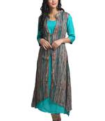 Multicolor hand woven rayon stitched kurti