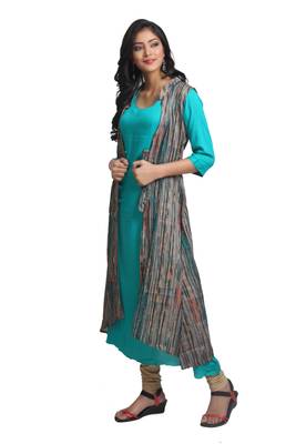 Multicolor hand woven rayon stitched kurti 2