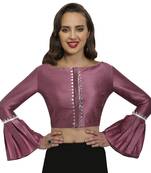 Light blue plain dupion_silk party stitched blouse