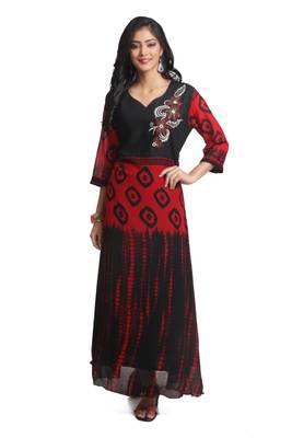 Multicolor Hand Woven Georgette Stitched Kurti 1