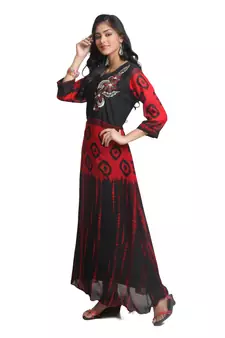 Multicolor Hand Woven Georgette Stitched Kurti
