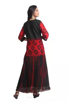 Multicolor Hand Woven Georgette Stitched Kurti