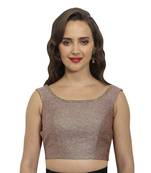 Brown pink plain polyester party stitched blouse