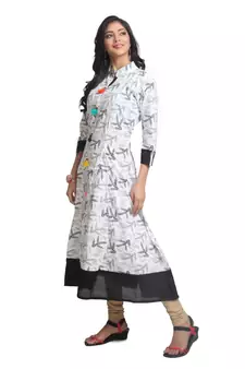 Multicolor Hand Woven Cotton Stitched Kurti