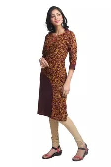 Multicolor Hand Woven Linen Stitched Kurti