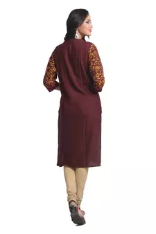 Multicolor Hand Woven Linen Stitched Kurti