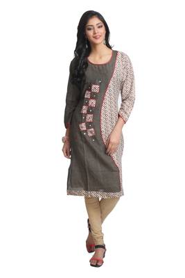 Multicolor Hand Woven Cotton Stitched Kurti 1