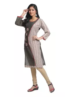 Multicolor Hand Woven Cotton Stitched Kurti