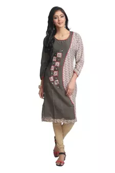 Multicolor Hand Woven Cotton Stitched Kurti