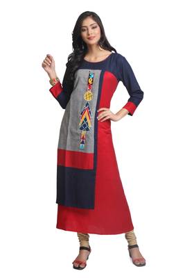 Multicolor Hand Woven Rayon Stitched Kurti 1