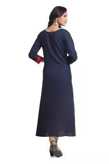 Multicolor Hand Woven Rayon Stitched Kurti