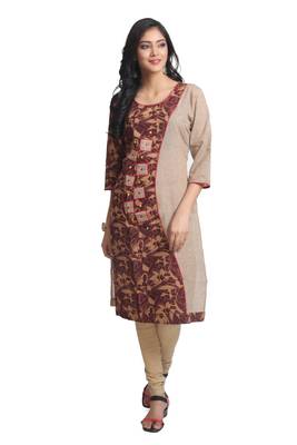 Multicolor Hand Woven Cotton Stitched Kurti 1