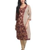 Multicolor Hand Woven Cotton Stitched Kurti