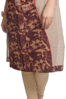 Multicolor Hand Woven Cotton Stitched Kurti 4