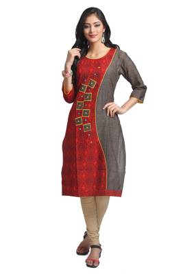Multicolor Hand Woven Cotton Stitched Kurti 1