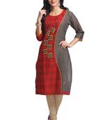 Multicolor Hand Woven Cotton Stitched Kurti