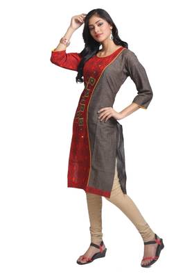 Multicolor Hand Woven Cotton Stitched Kurti 2