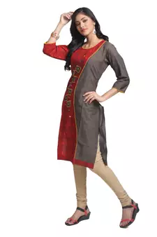 Multicolor Hand Woven Cotton Stitched Kurti