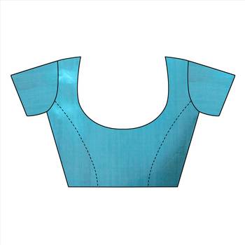 Light Blue Printed Silk Saree With Blouse 3