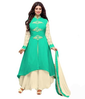 Green embroidered georgette salwar 1