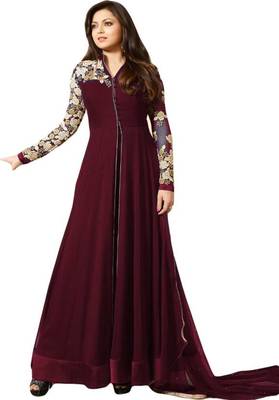 Maroon embroidered georgette salwar 1