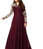 Maroon embroidered georgette salwar