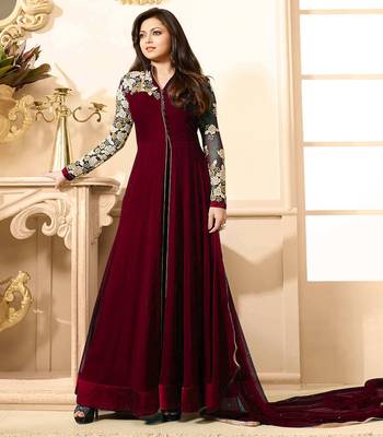 Maroon embroidered georgette salwar 3