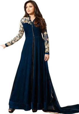 Blue embroidered georgette salwar 1