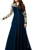 Blue embroidered georgette salwar