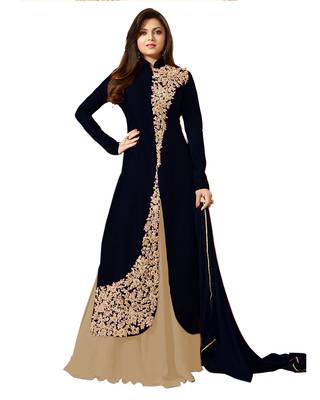 Blue embroidered art silk salwar 1