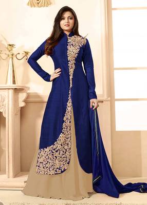 Blue embroidered art silk salwar 2