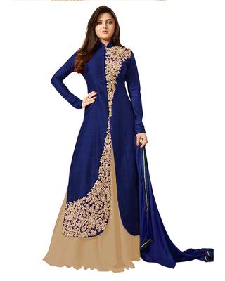 Blue embroidered art silk salwar 1
