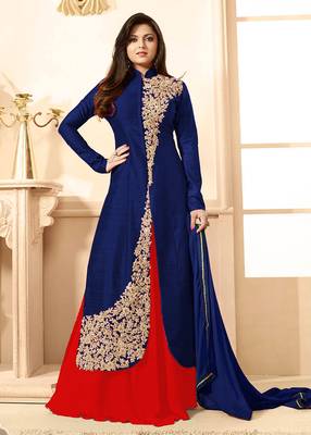 Blue embroidered art silk salwar 2