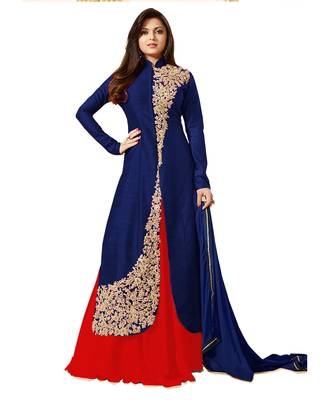 Maroon embroidered art silk salwar 1