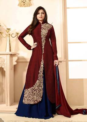 Maroon embroidered art silk salwar 2