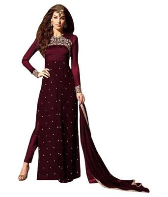 Maroon embroidered art silk salwar 1