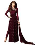 Maroon embroidered art silk salwar