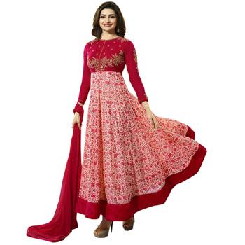 Red embroidered georgette salwar 1