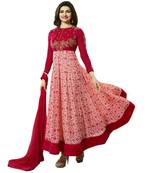 Red embroidered georgette salwar