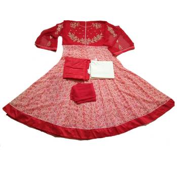 Red embroidered georgette salwar 2