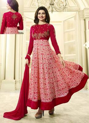 Red embroidered georgette salwar 3